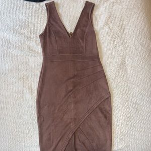 Purple velvet/suede midi dress with crossover front